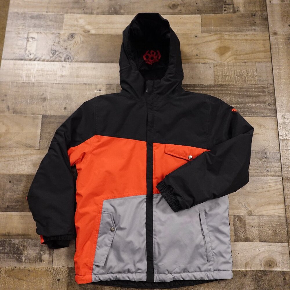 686 Youth XL Insulated Waterproof Snowboard/Ski Jacket‎ – Black/Red/Gray